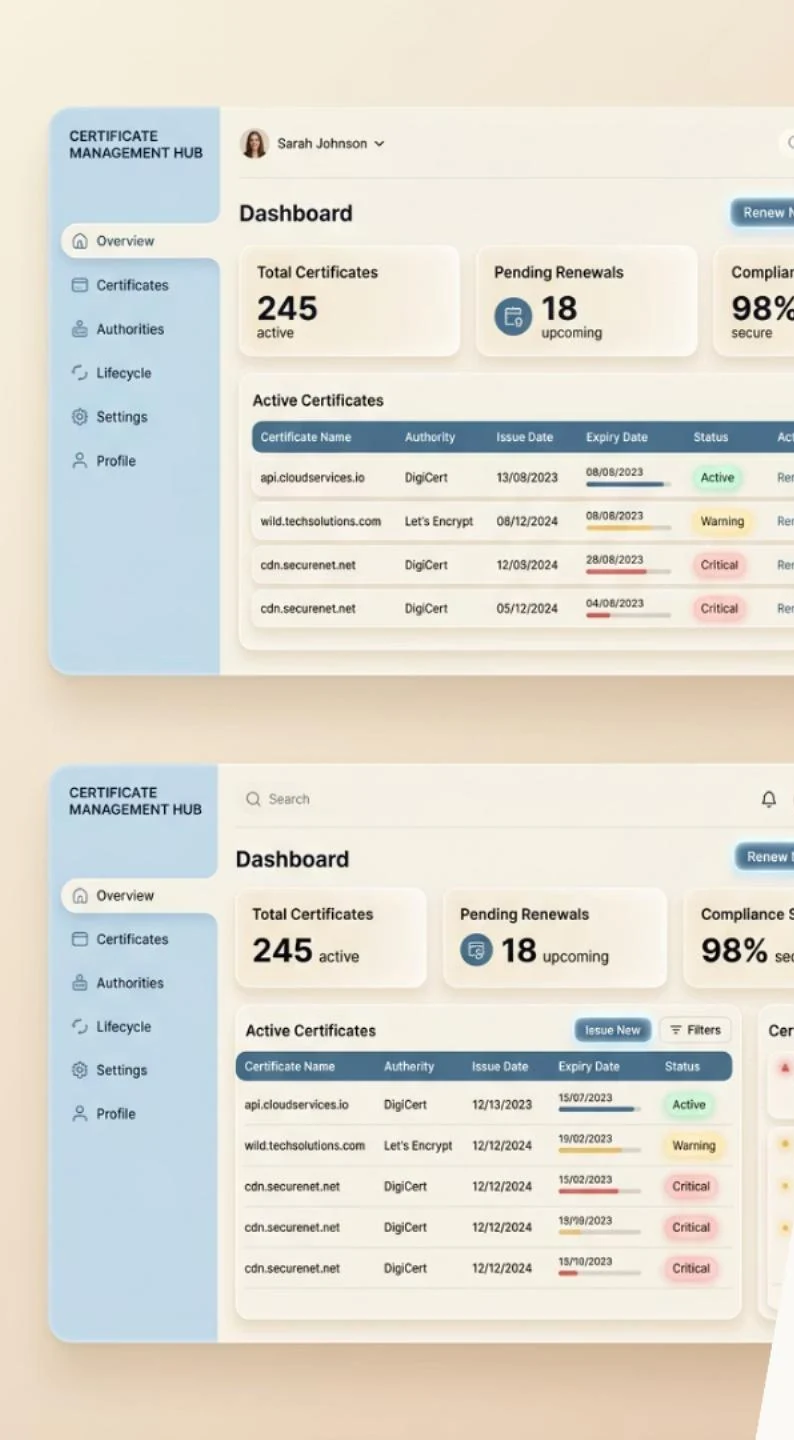 Cert Orbis certificate dashboard